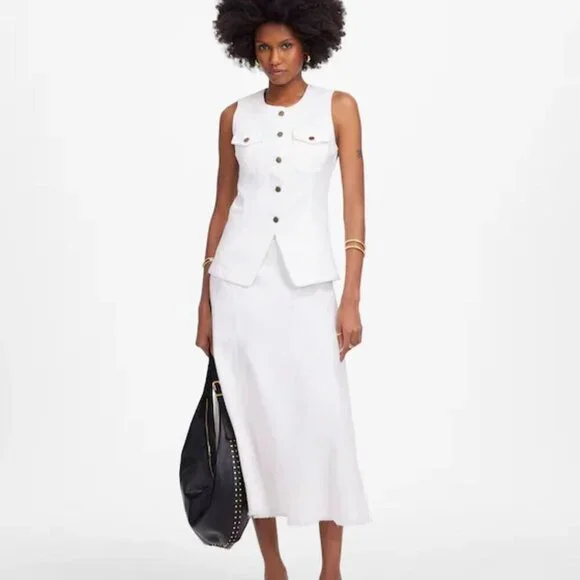 NWT Madewell White Denim High Crewneck Vest - Size: 16 (XL) - Picture 11 of 11